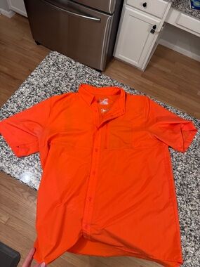 Under Armour Men's Bright Orange Short-Sleeve Button-Up Shirt